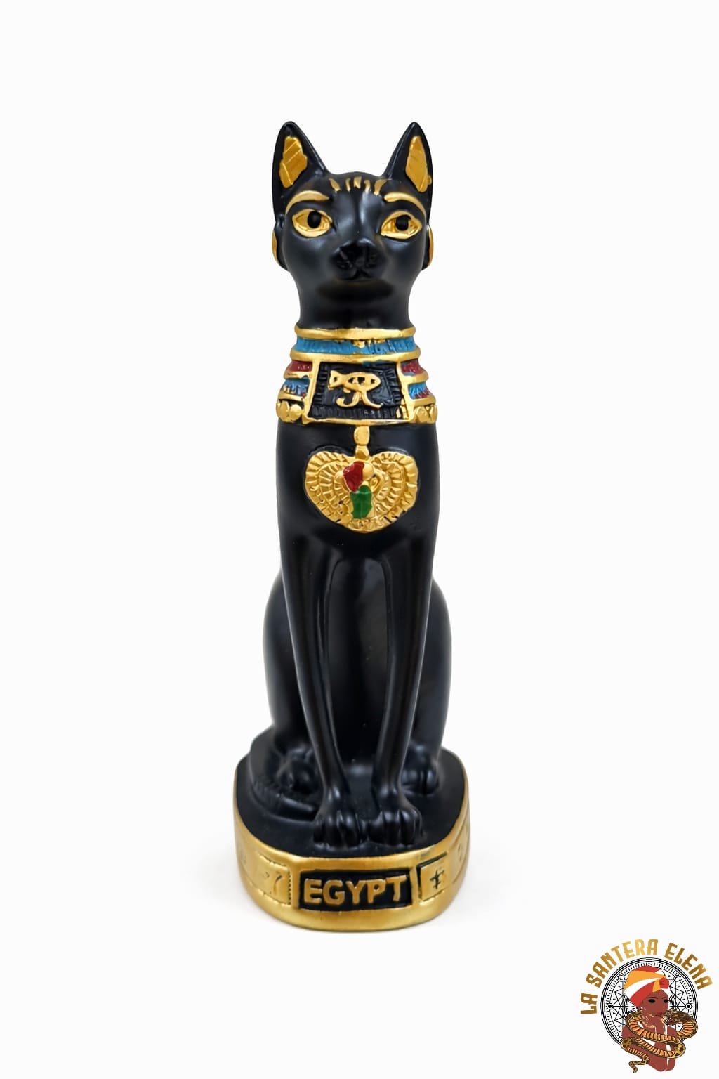 bastet gato egipcio negro y oro 12 cm