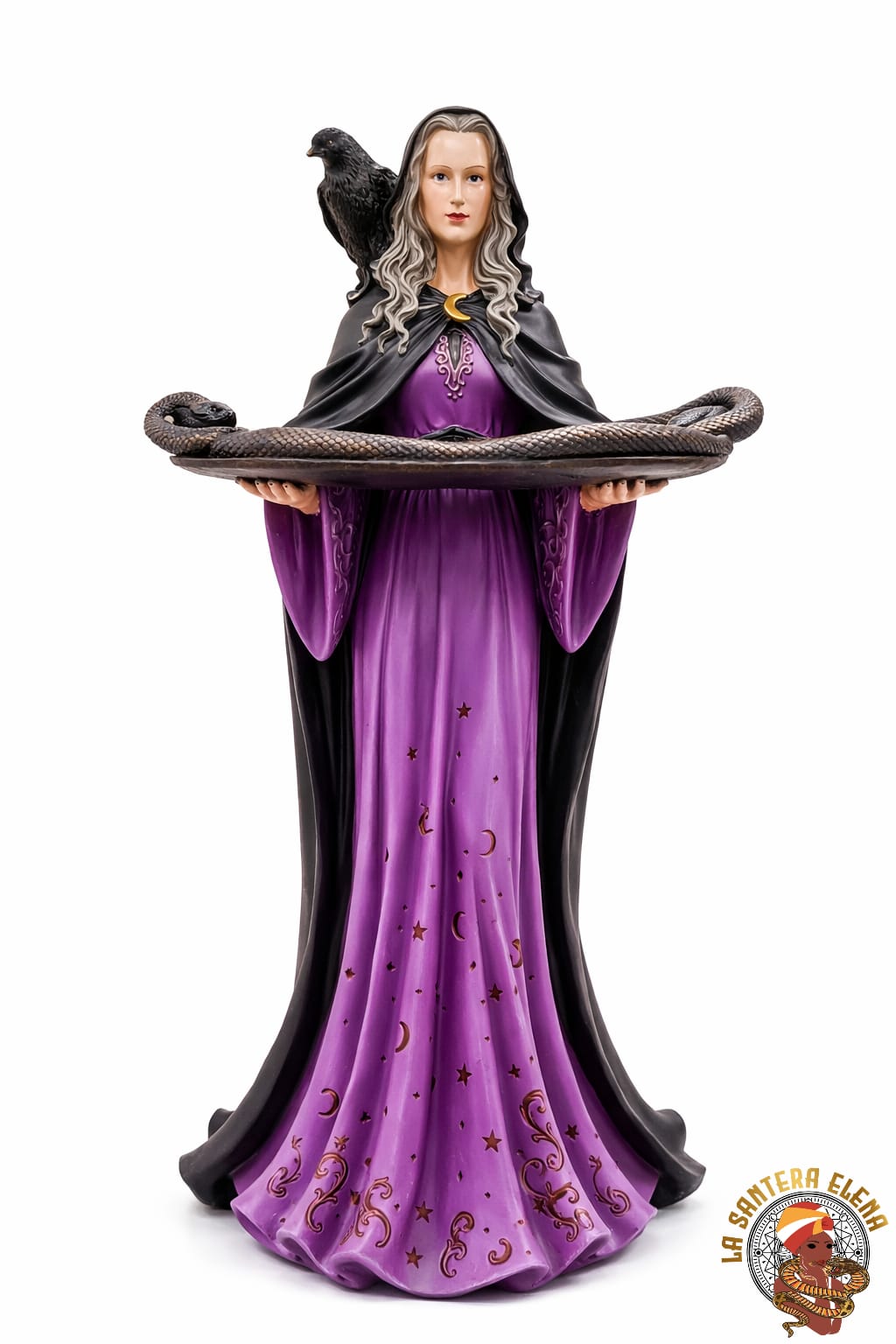 bruja con cuervo y bandeja de ofrenda 82 cm