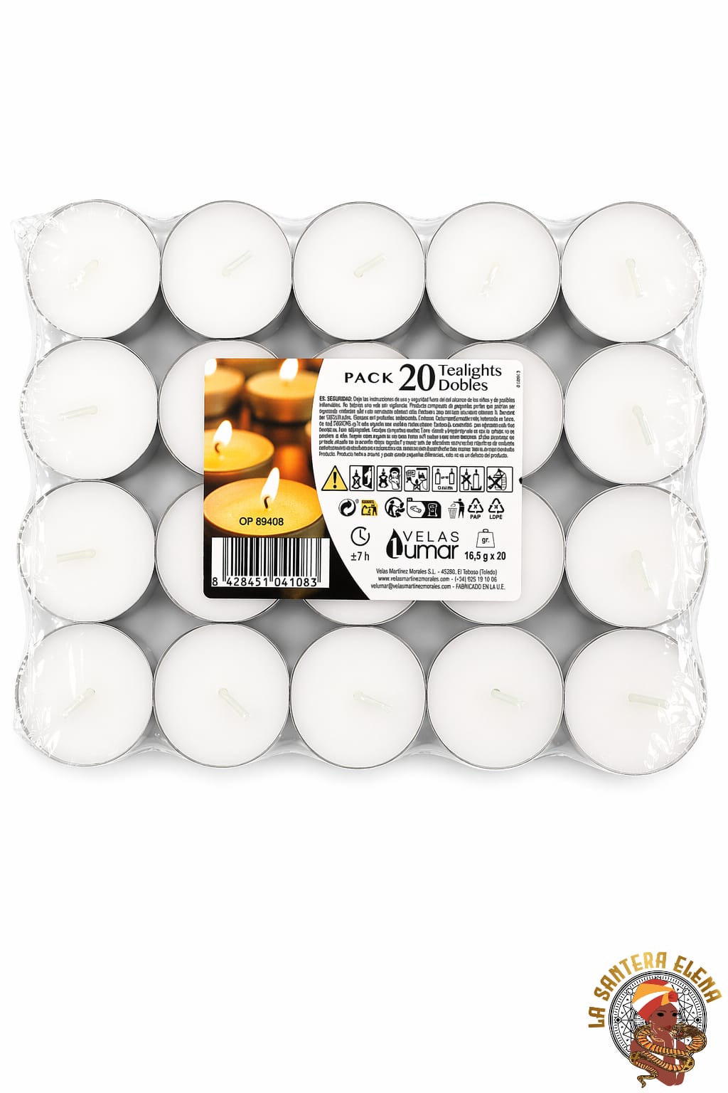 pack 20 tealights doble 7h.