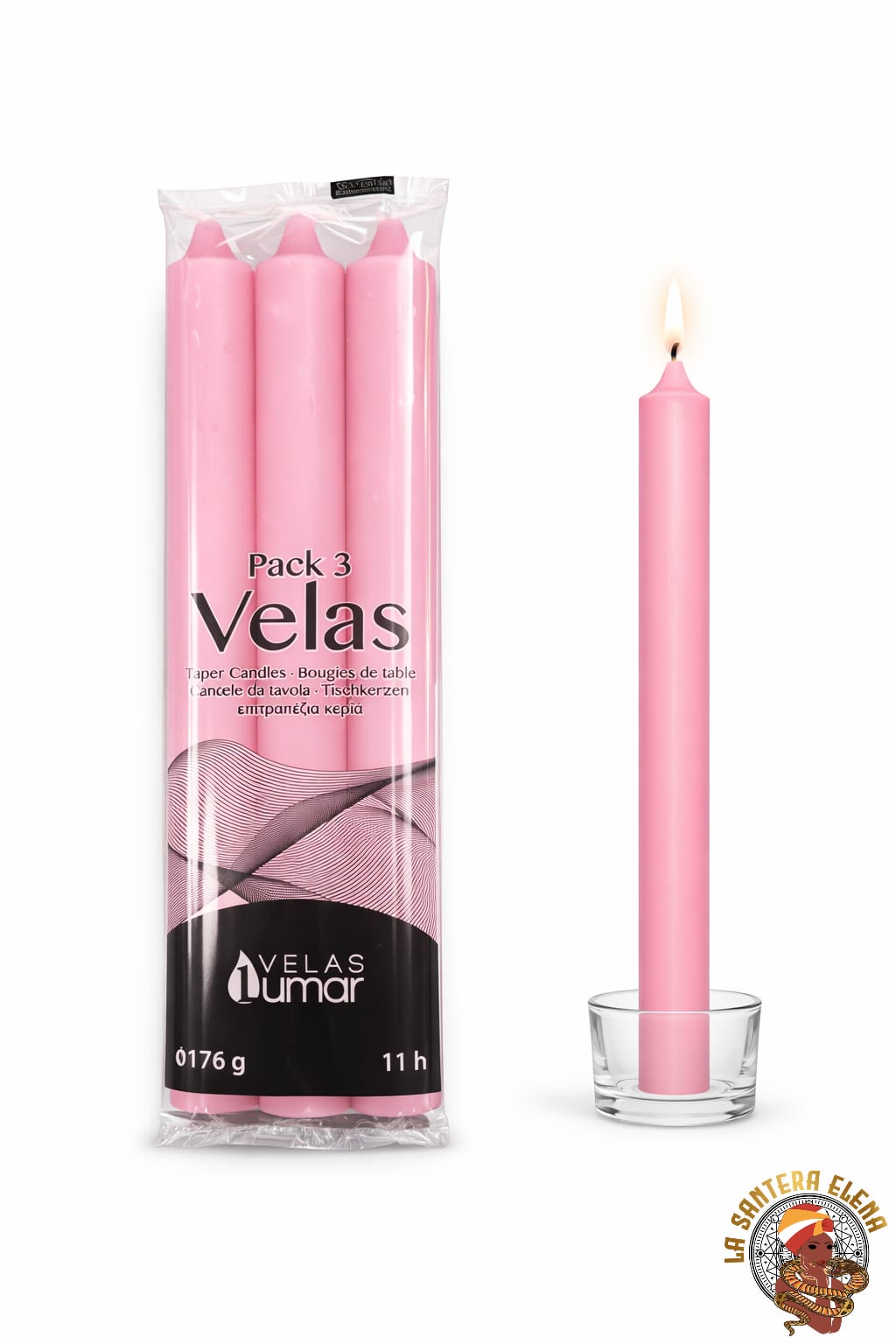 pack de 3 velas cirio rosa
