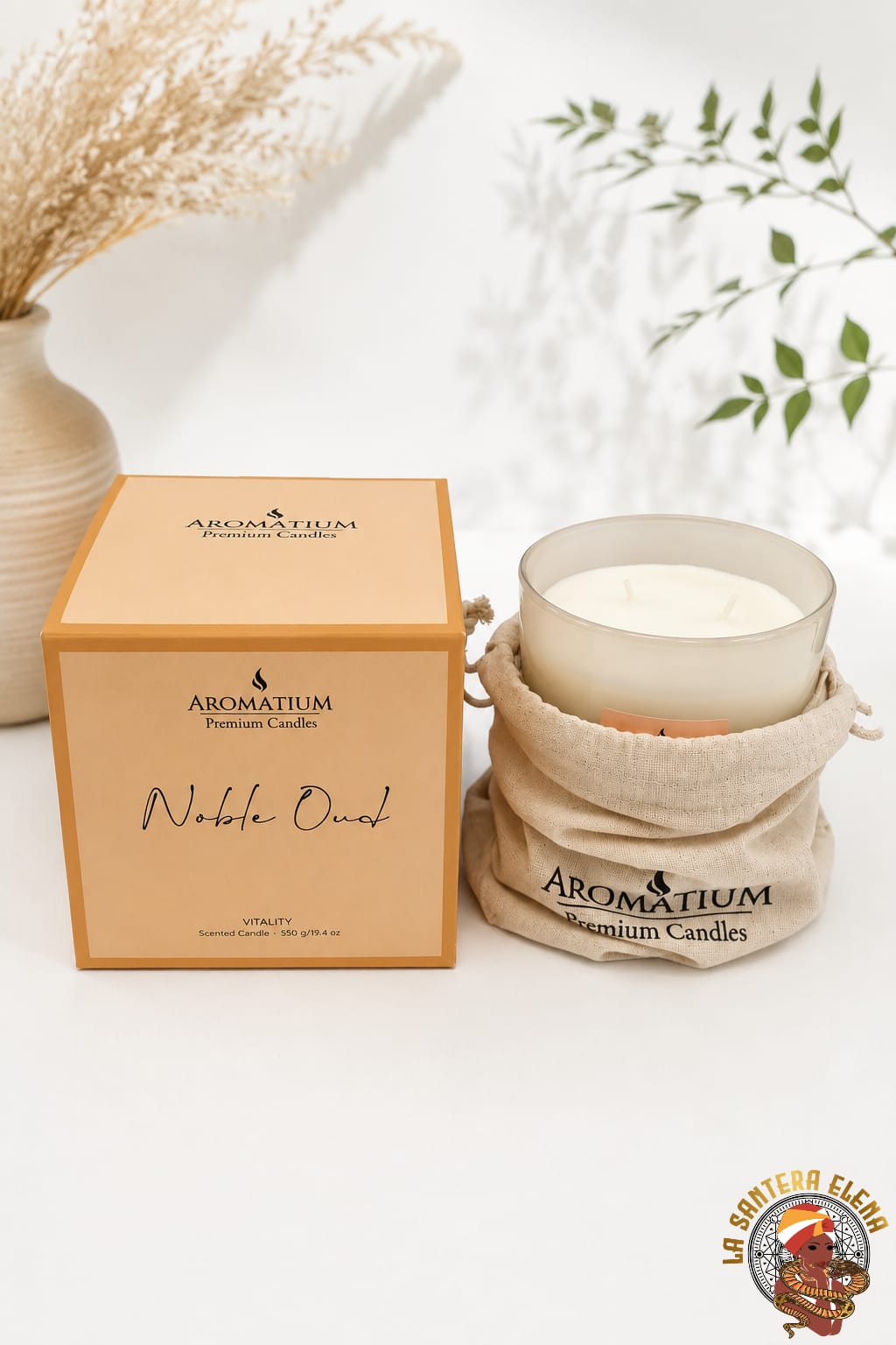 vela 3 mechas 550 g. perfumado noble oud aromatium