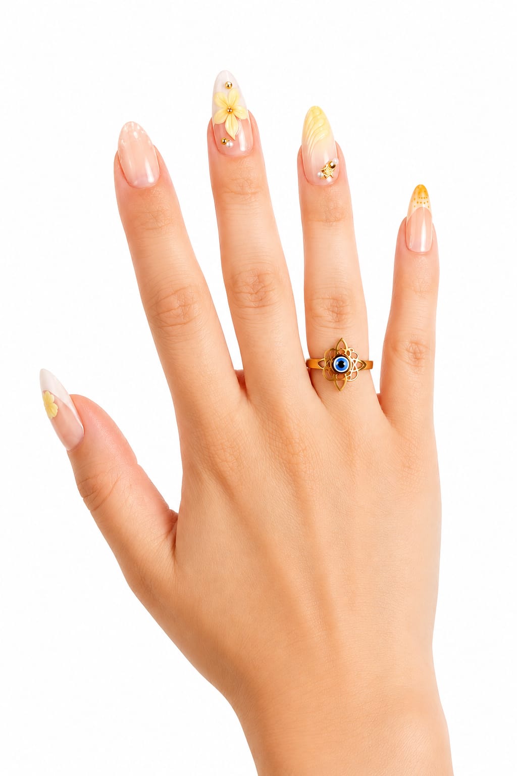 anillo nudo de bruja con ojo turco acero dorado anillo nudo de bruja con ojo turco acero dorado