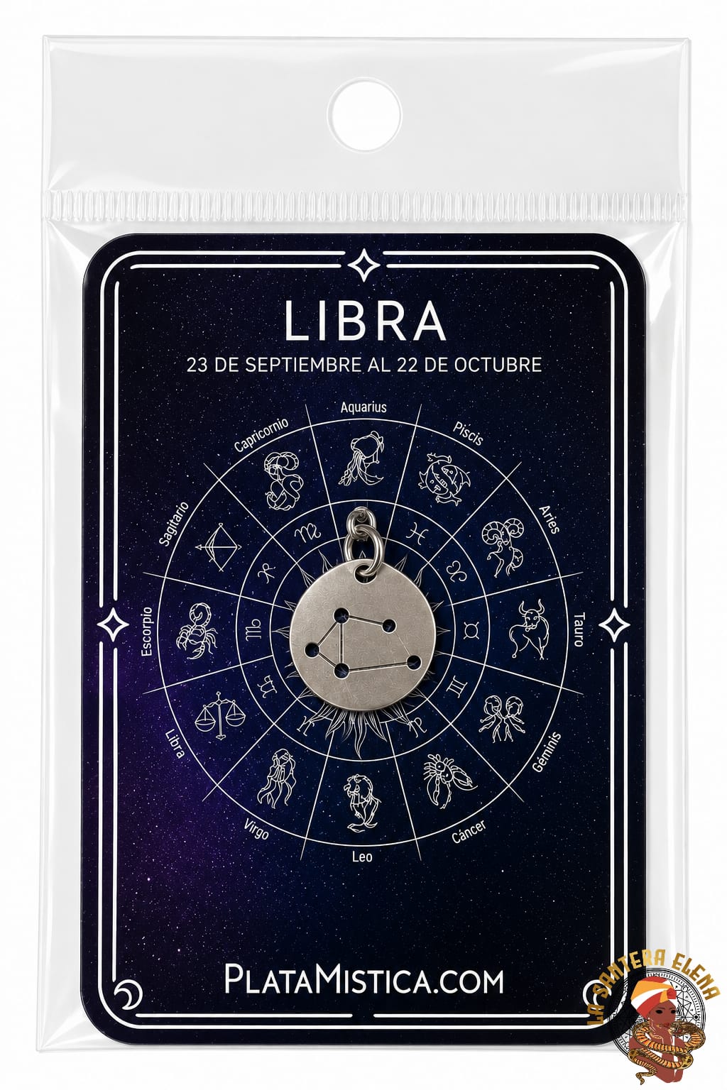 colgante chapa constelaciÓn libra plata 925