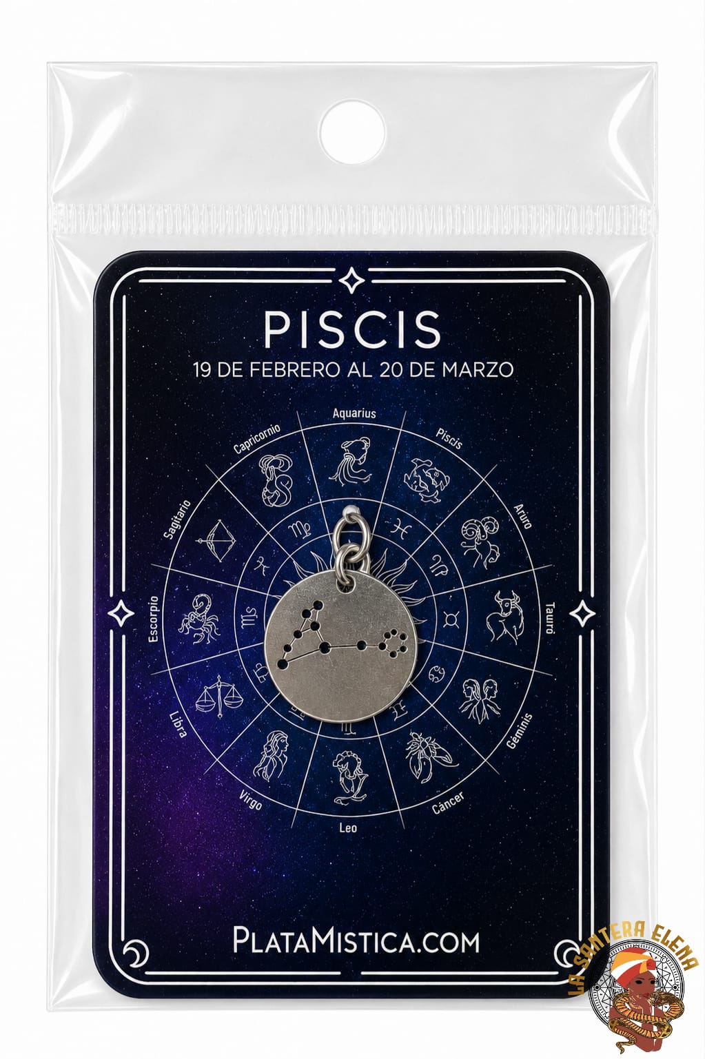 colgante chapa constelaciÓn piscis plata 925